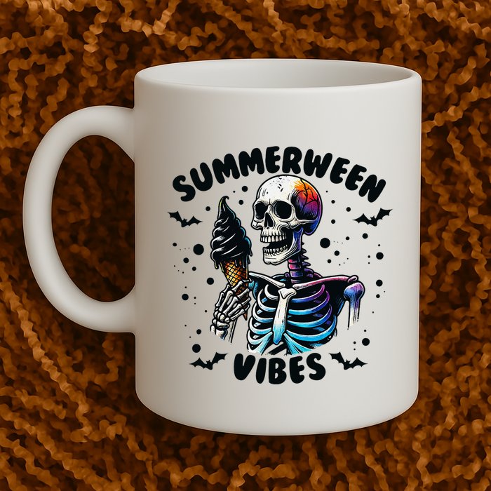 Summerween Magic Skeleton Enjoying Ice Cream Delight Mug