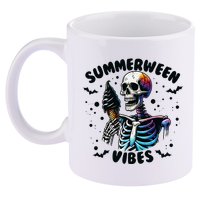 Summerween Magic Skeleton Enjoying Ice Cream Delight 11oz C Handle Ceramic Mug