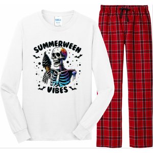 Summerween Magic Skeleton Enjoying Ice Cream Delight Long Sleeve Pajama Set