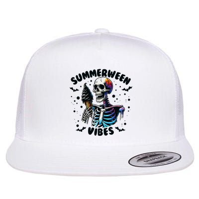 Summerween Magic Skeleton Enjoying Ice Cream Delight Flatbill Hat