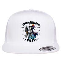Summerween Magic Skeleton Enjoying Ice Cream Delight Flatbill Hat
