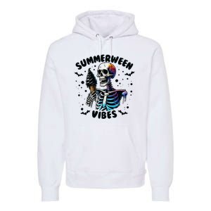 Summerween Magic Skeleton Enjoying Ice Cream Delight Premium Hoodie