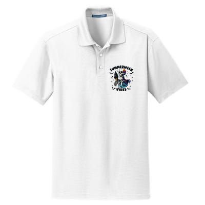 Summerween Magic Skeleton Enjoying Ice Cream Delight Dry Zone Grid Polo