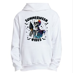 Summerween Magic Skeleton Enjoying Ice Cream Delight Urban Pullover Hoodie