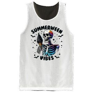 Summerween Magic Skeleton Enjoying Ice Cream Delight Mesh Reversible Basketball Jersey Tank