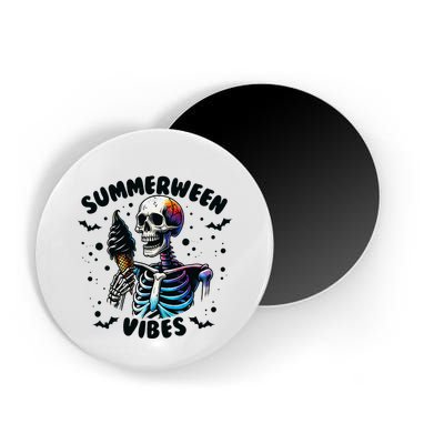 Summerween Magic Skeleton Enjoying Ice Cream Delight Magnet