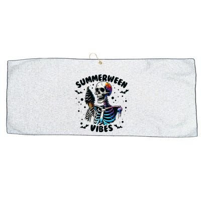Summerween Magic Skeleton Enjoying Ice Cream Delight Large Microfiber Waffle Golf Towel