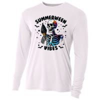 Summerween Magic Skeleton Enjoying Ice Cream Delight Cooling Performance Long Sleeve Crew