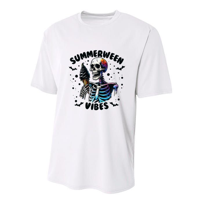 Summerween Magic Skeleton Enjoying Ice Cream Delight Youth Performance Sprint T-Shirt