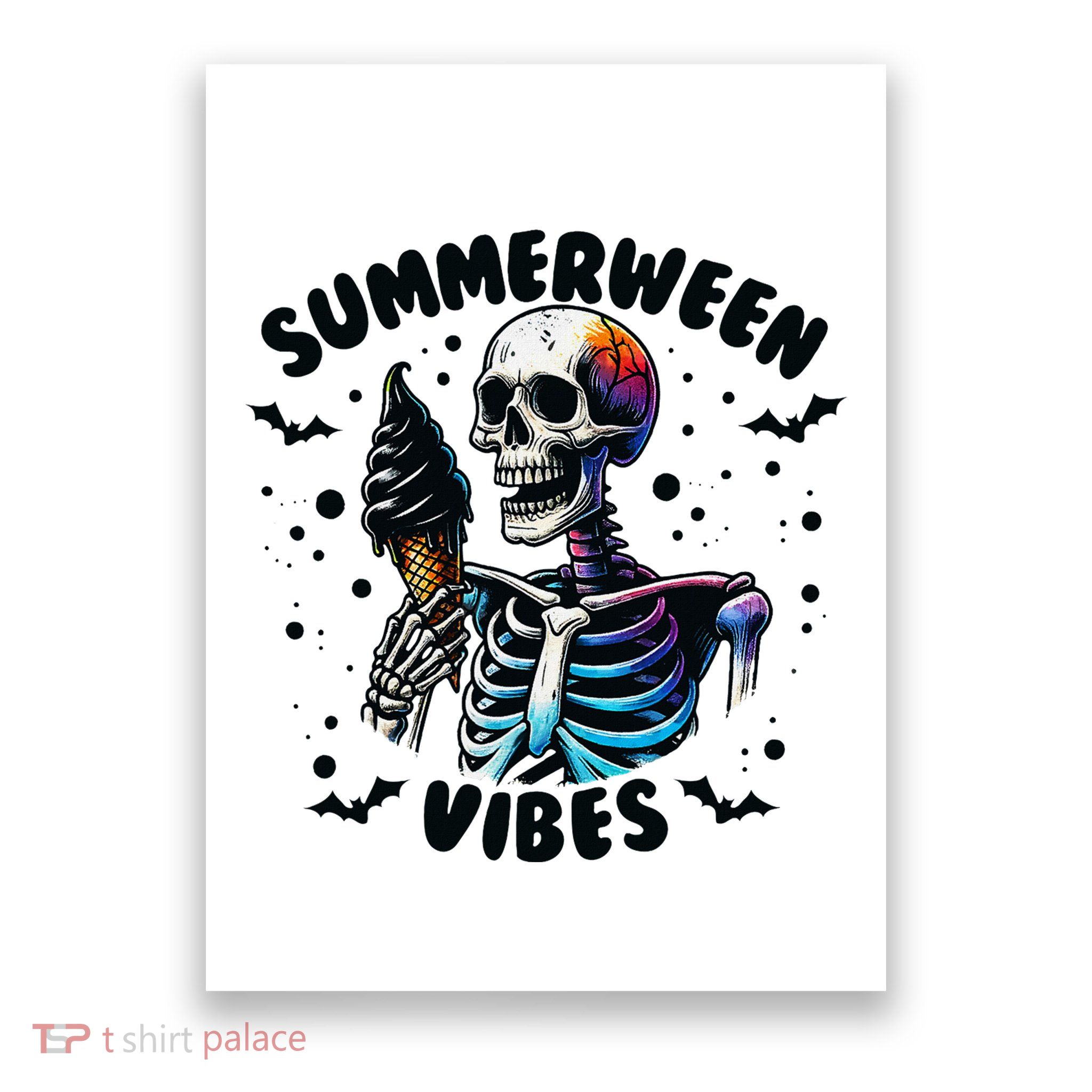 Summerween Magic Skeleton Enjoying Ice Cream Delight Poster