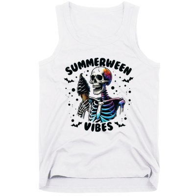 Summerween Magic Skeleton Enjoying Ice Cream Delight Tank Top