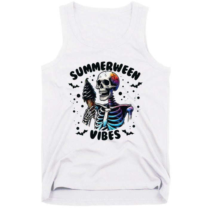 Summerween Magic Skeleton Enjoying Ice Cream Delight Tank Top