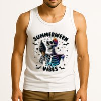 Summerween Magic Skeleton Enjoying Ice Cream Delight Tank Top