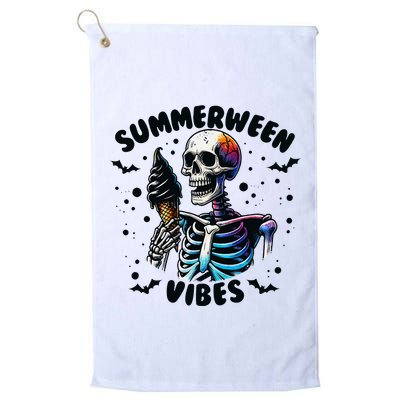 Summerween Magic Skeleton Enjoying Ice Cream Delight Golf Towel