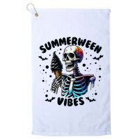 Summerween Magic Skeleton Enjoying Ice Cream Delight Golf Towel