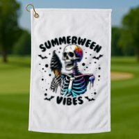 Summerween Magic Skeleton Enjoying Ice Cream Delight Golf Towel