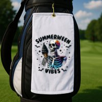 Summerween Magic Skeleton Enjoying Ice Cream Delight Golf Towel