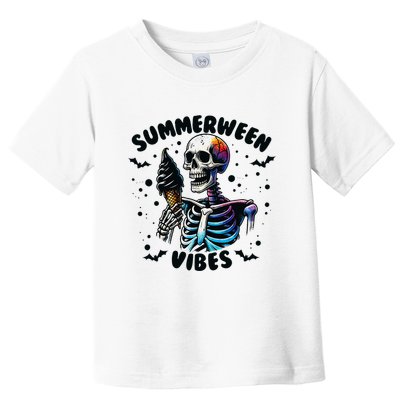 Summerween Magic Skeleton Enjoying Ice Cream Delight Toddler T-Shirt