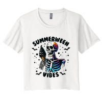 Summerween Magic Skeleton Enjoying Ice Cream Delight Crop Top