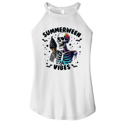 Summerween Magic Skeleton Enjoying Ice Cream Delight Women's Perfect Tri Rocker Tank