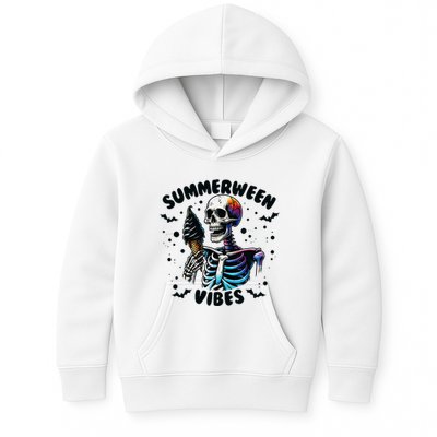 Summerween Magic Skeleton Enjoying Ice Cream Delight Kids Hoodie