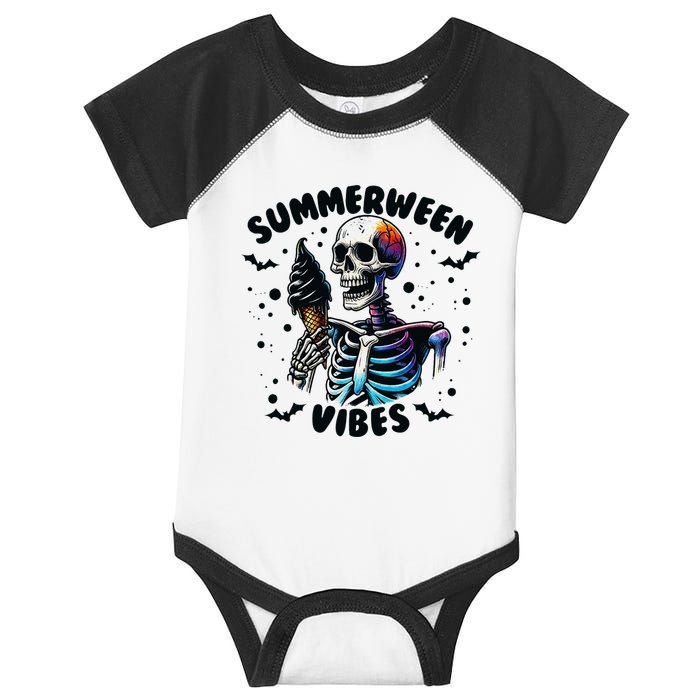 Summerween Magic Skeleton Enjoying Ice Cream Delight Infant Baby Jersey Bodysuit