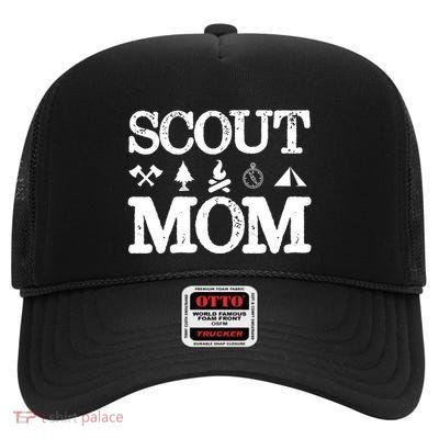 Scout Mom Scouting Troop Supporter Camping Scouting Mom Gift High Crown Mesh Back Trucker Hat