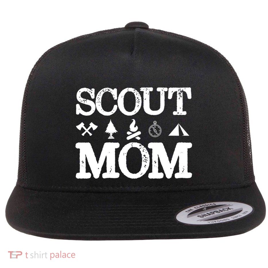 Scout Mom Scouting Troop Supporter Camping Scouting Mom Gift Flat Bill Trucker Hat