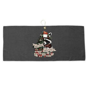 Sorta Merry Sorta Feral Santa Animal Raccoon Christmas Tree Large Microfiber Waffle Golf Towel