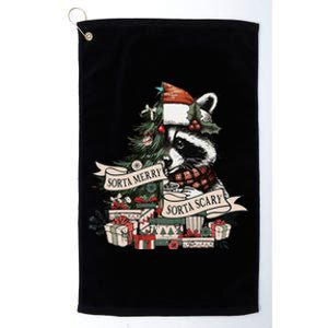 Sorta Merry Sorta Feral Santa Animal Raccoon Christmas Tree Platinum Collection Golf Towel