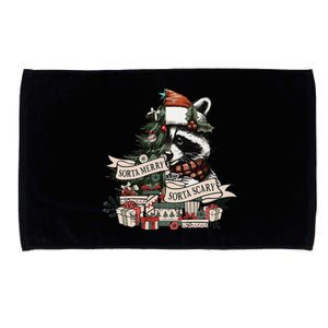 Sorta Merry Sorta Feral Santa Animal Raccoon Christmas Tree Microfiber Hand Towel