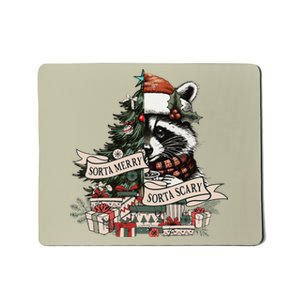 Sorta Merry Sorta Feral Santa Animal Raccoon Christmas Tree Mousepad