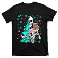 Sorta Merry Sorta Scary Funny Christmas Skeleton Tree Santa T-Shirt