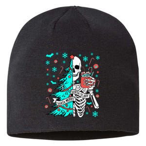 Sorta Merry Sorta Scary Funny Christmas Skeleton Tree Santa Sustainable Beanie