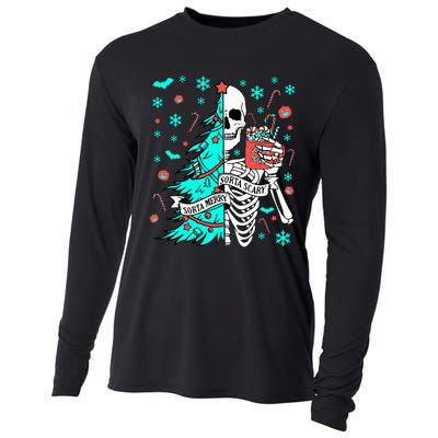 Sorta Merry Sorta Scary Funny Christmas Skeleton Tree Santa Cooling Performance Long Sleeve Crew