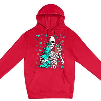 Sorta Merry Sorta Scary Funny Christmas Skeleton Tree Santa Premium Pullover Hoodie