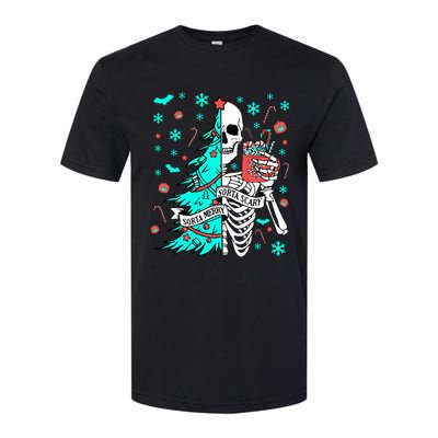 Sorta Merry Sorta Scary Funny Christmas Skeleton Tree Santa Softstyle CVC T-Shirt