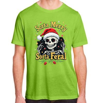 Sorta Merry Sorta Scary Funny Christmas Skeleton Adult ChromaSoft Performance T-Shirt