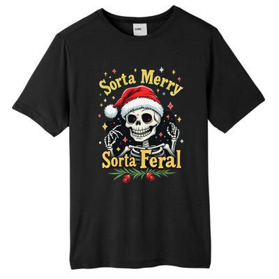 Sorta Merry Sorta Scary Funny Christmas Skeleton Tall Fusion ChromaSoft Performance T-Shirt