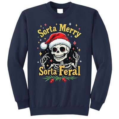 Sorta Merry Sorta Scary Funny Christmas Skeleton Sweatshirt