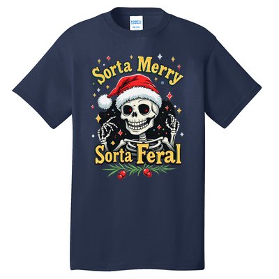 Sorta Merry Sorta Scary Funny Christmas Skeleton Tall T-Shirt