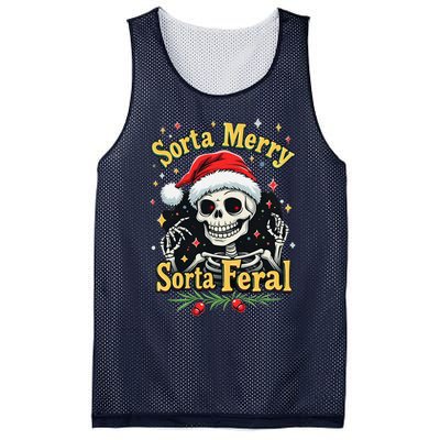 Sorta Merry Sorta Scary Funny Christmas Skeleton Mesh Reversible Basketball Jersey Tank