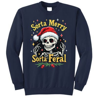 Sorta Merry Sorta Scary Funny Christmas Skeleton Tall Sweatshirt