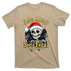 Sorta Merry Sorta Scary Funny Christmas Skeleton T-Shirt