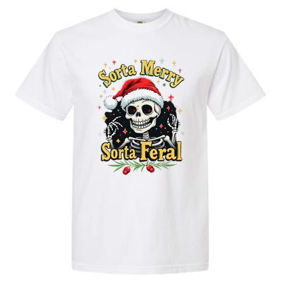 Sorta Merry Sorta Scary Funny Christmas Skeleton Garment-Dyed Heavyweight T-Shirt