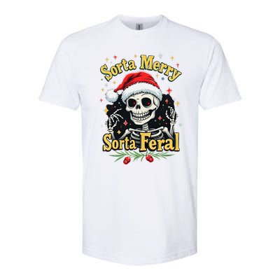 Sorta Merry Sorta Scary Funny Christmas Skeleton Softstyle CVC T-Shirt