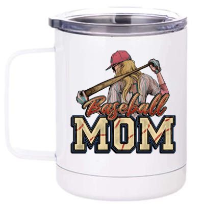 Strong Mom, Strong Swing | Celebrating Baseball Moms 12 oz Stainless Steel Tumbler Cup