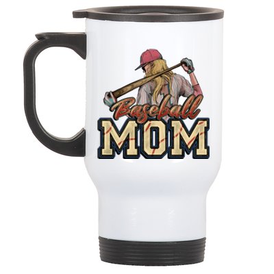 Strong Mom, Strong Swing | Celebrating Baseball Moms Stainless Steel Travel Mug