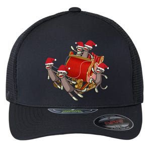 Sock Monkeys Take Over Christmas Funny Sock Monkey Flexfit Unipanel Trucker Cap