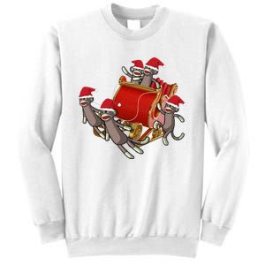 Sock Monkeys Take Over Christmas Funny Sock Monkey Sweatshirt